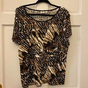 Women's blouse / top ruffles animal print 18 / 20 W - Cato - like new!